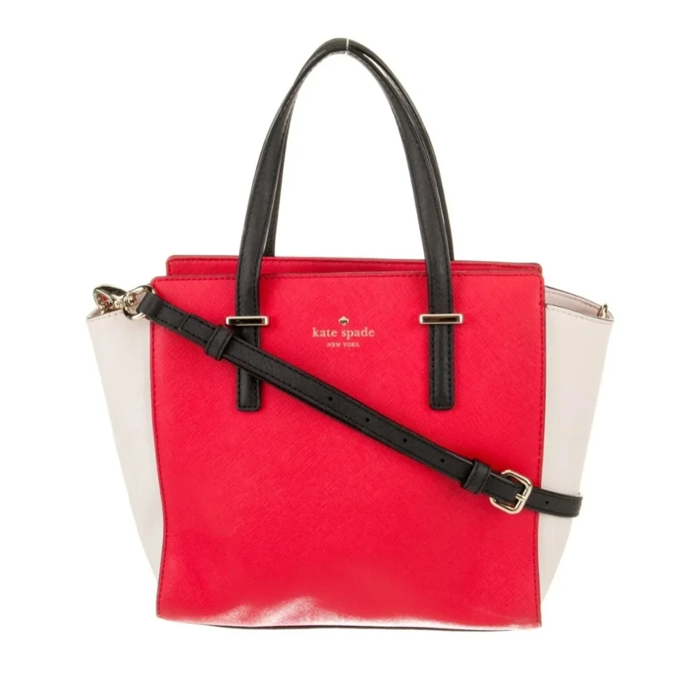 Kate Spade New York Red & White Saffiano Leather Satchel (EUC)(DUST BAG)✨️♥️✨️